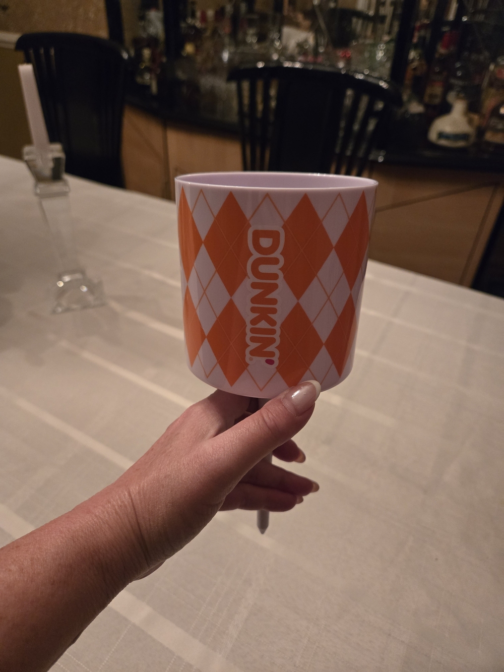 Dunkin Donuts Limited Edition Golf Tee Cup Holder Orange Argyle Stake NEW - Picture 2 of 7